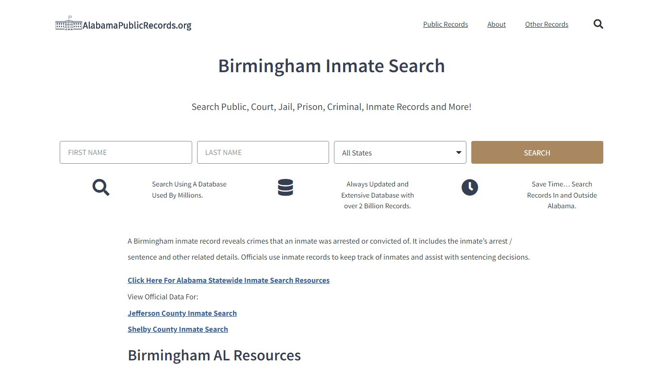 Birmingham Inmate Search - Current & Past Jail Records